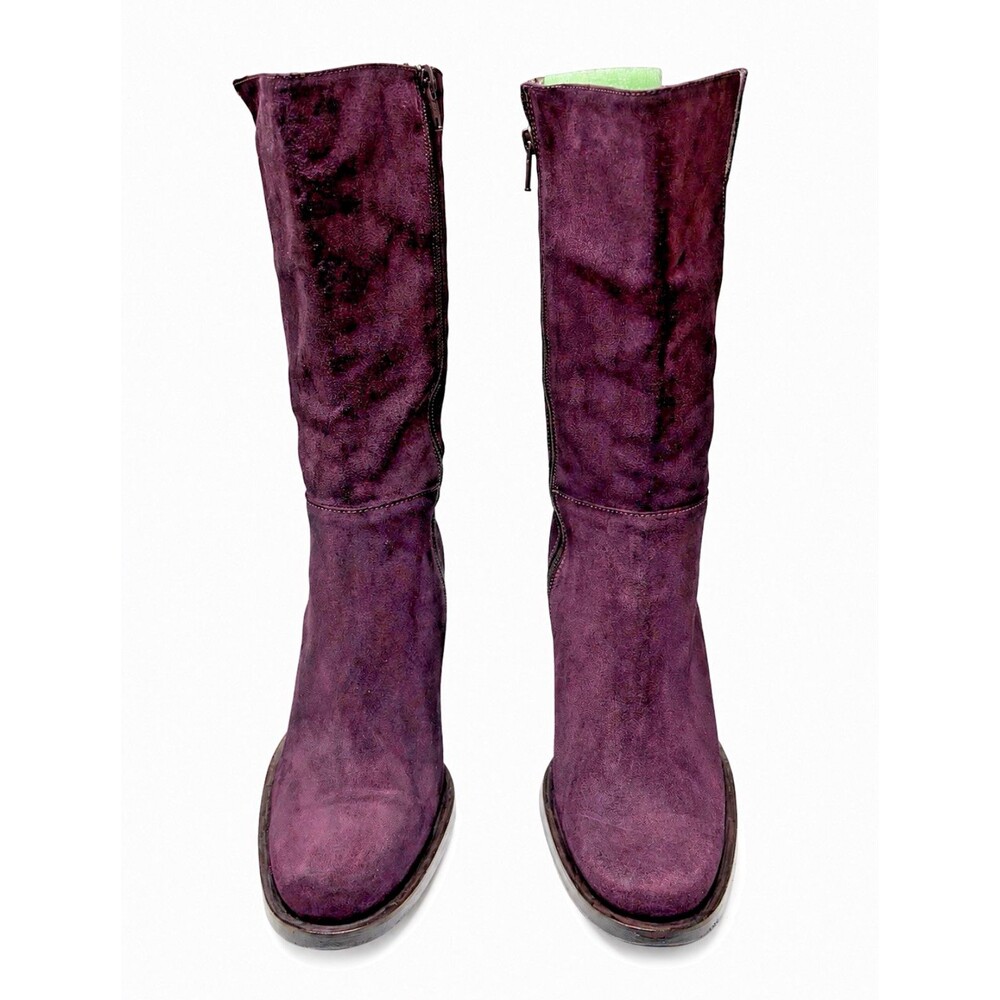 Banana Republic Mid Calf Suede Boots Vintage 1990's Re-Dyed Violet Purple